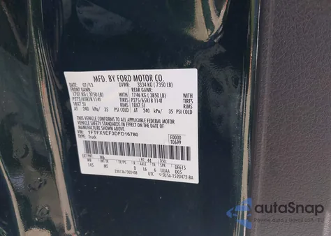 2013 Ford F-150 Xlt из США, поврежденный, VIN 1FTFX1EF3DFD16780